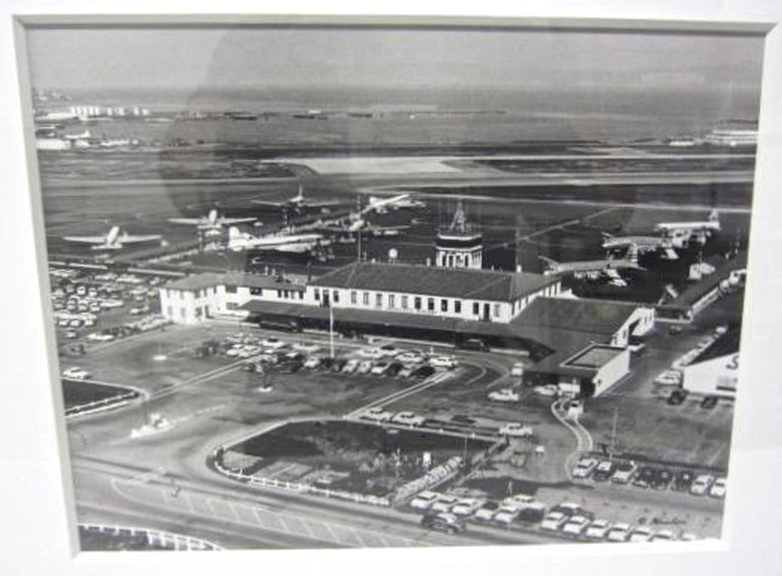 San Francisco International Airport Black & White Photograph: Circa: 1954. Dimensions: framed 8" x 10" (20.3 x 25.4 cm)