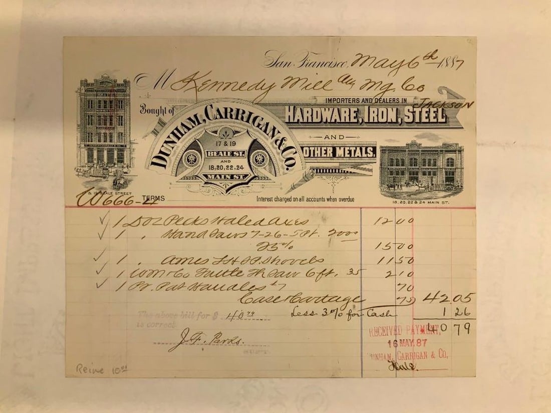 Dunham, Carrigan & Co. Sales Receipt - 2