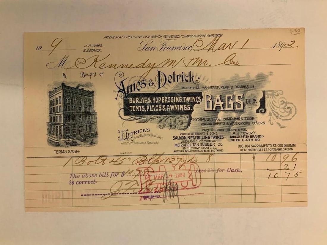 Ames & Detrick Sales Receipt - 2