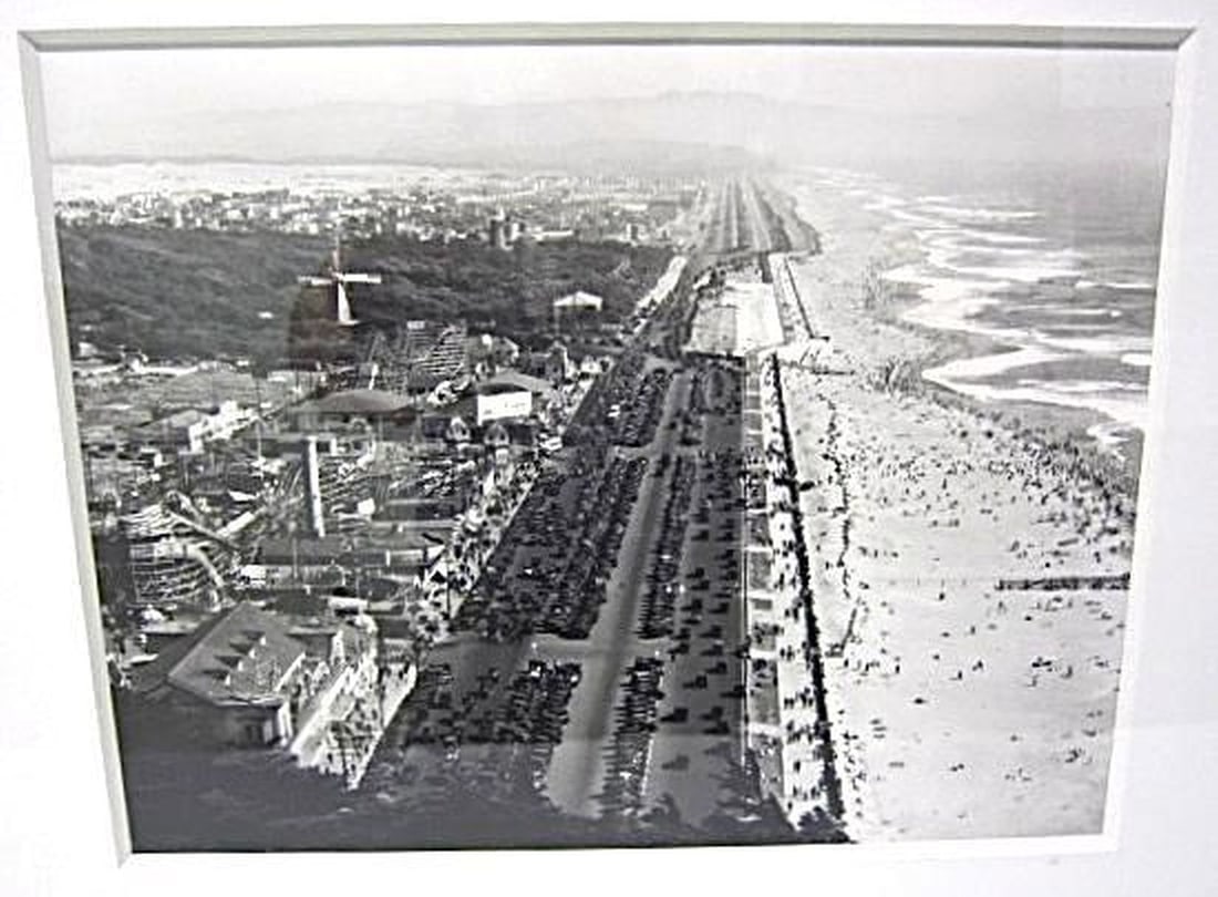San Francisco Black & White Photograph of Playland at Ocean Beach: Circa: 1922. Dimensions: 8" x 10" (20.3 x 25.4 cm)