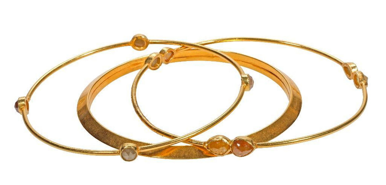 Three colored diamond and 18k gold bangle bracelets (1 of 4)
