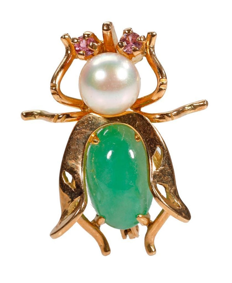 A gem-set and 14k gold bug brooch (1 of 4)