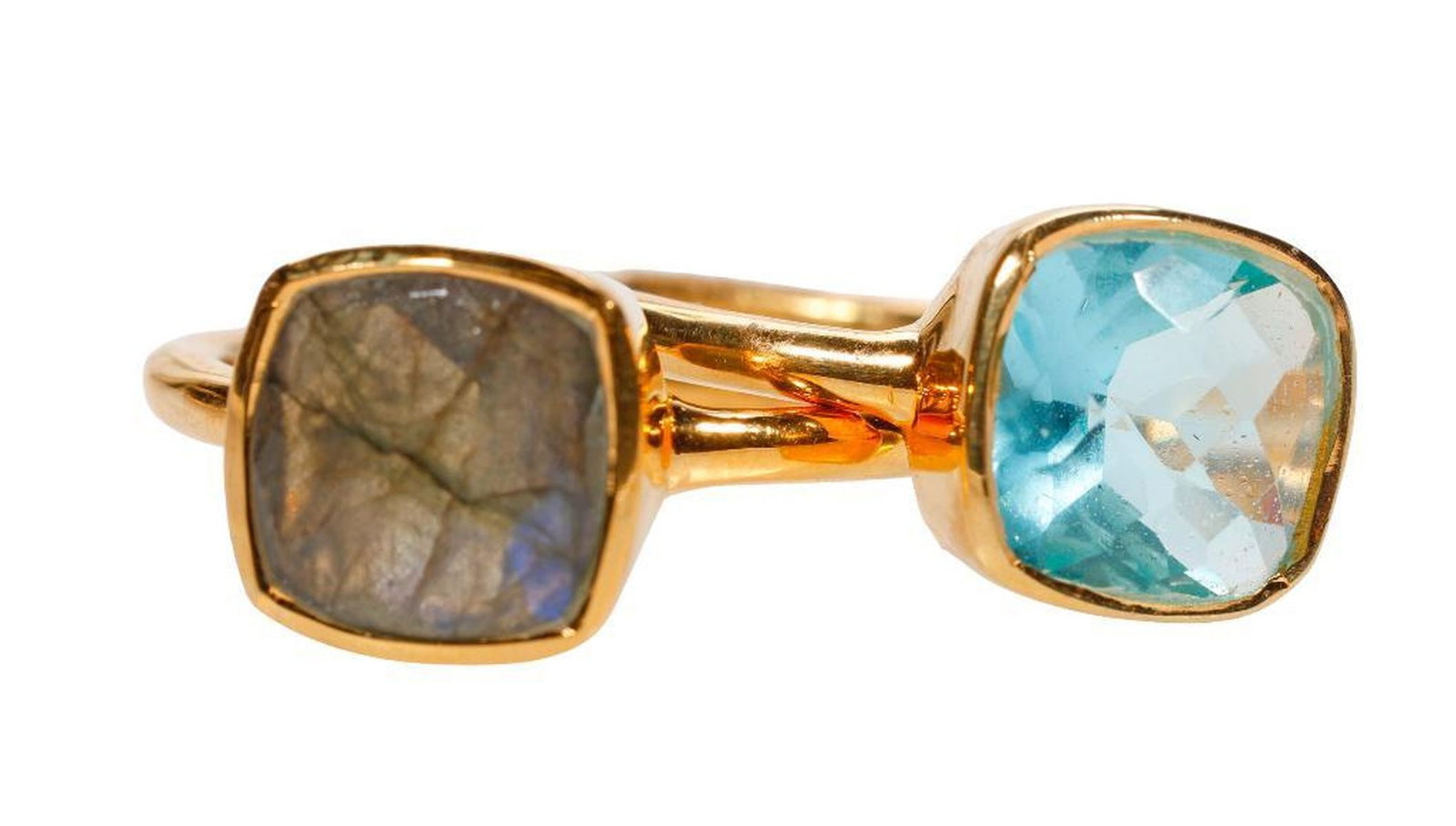 Two gem-set and gilt silver stackable rings (1 of 3)