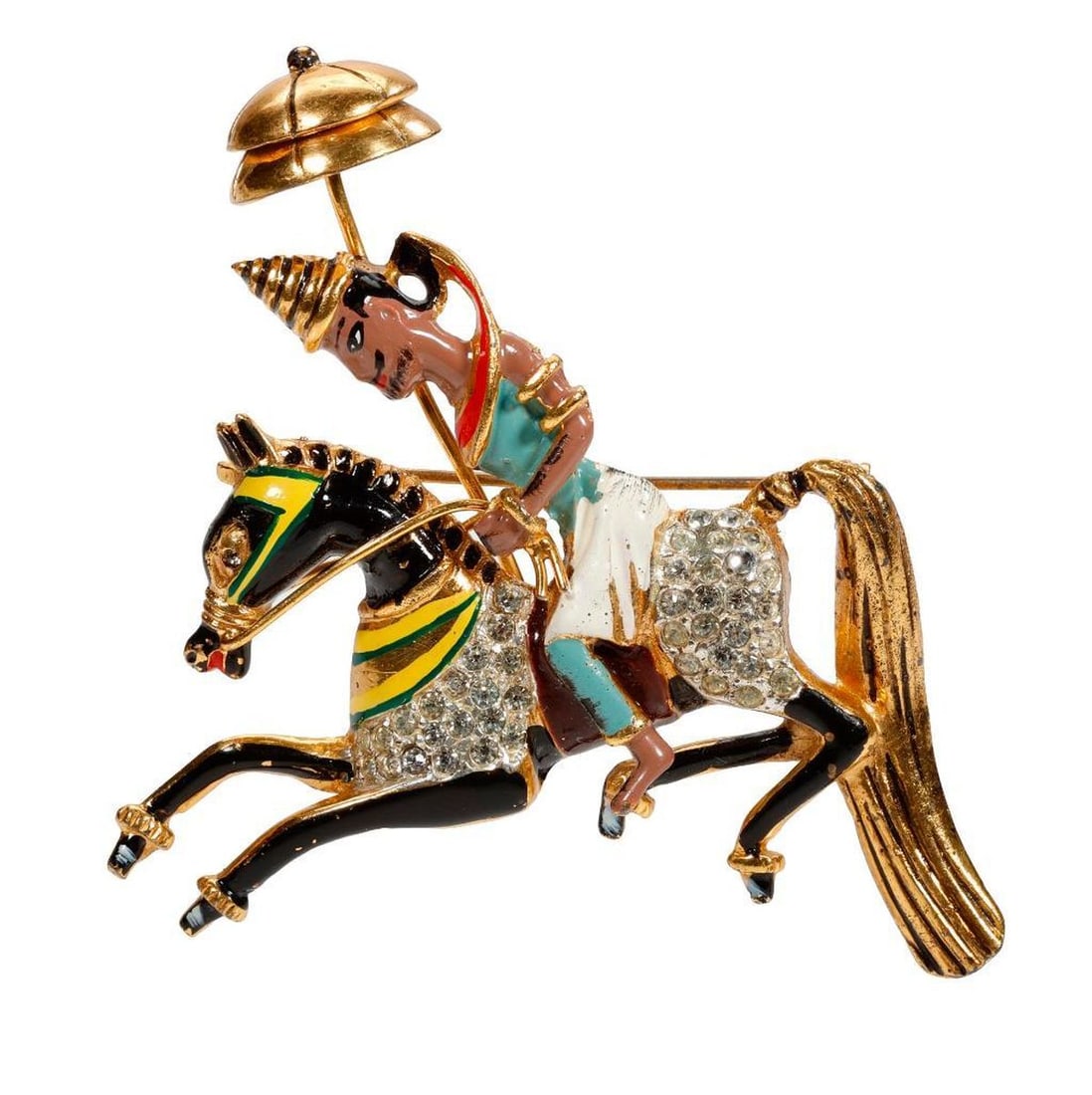 Coro Craft Adolph Katz Persian horse rider brooch, 1940's (1 of 3)