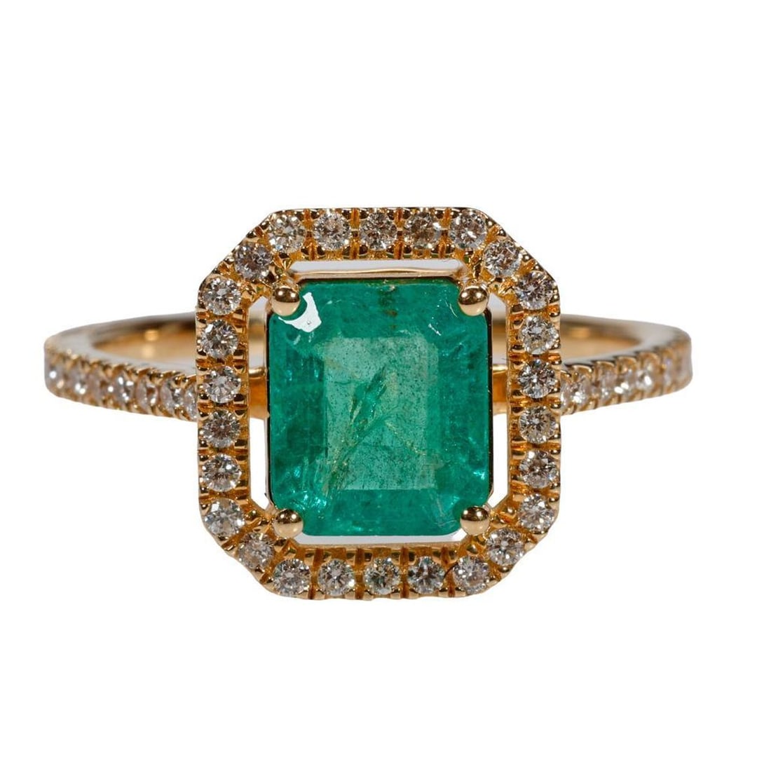 An emerald, diamond and 14k gold ring (1 of 2)