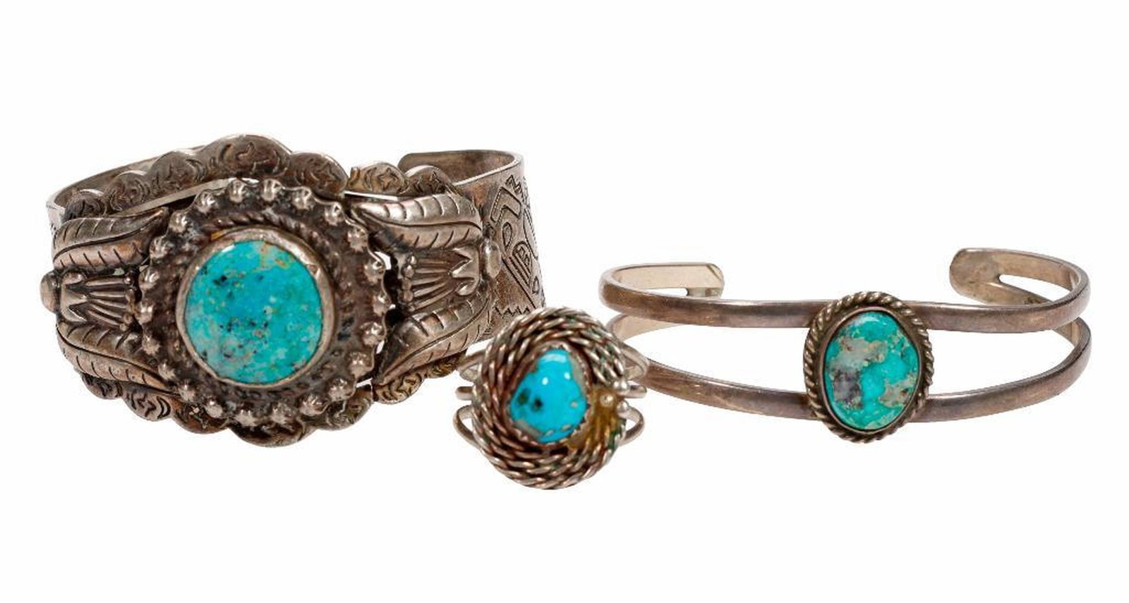 A group of turquoise and silver jewelry (1 of 4)