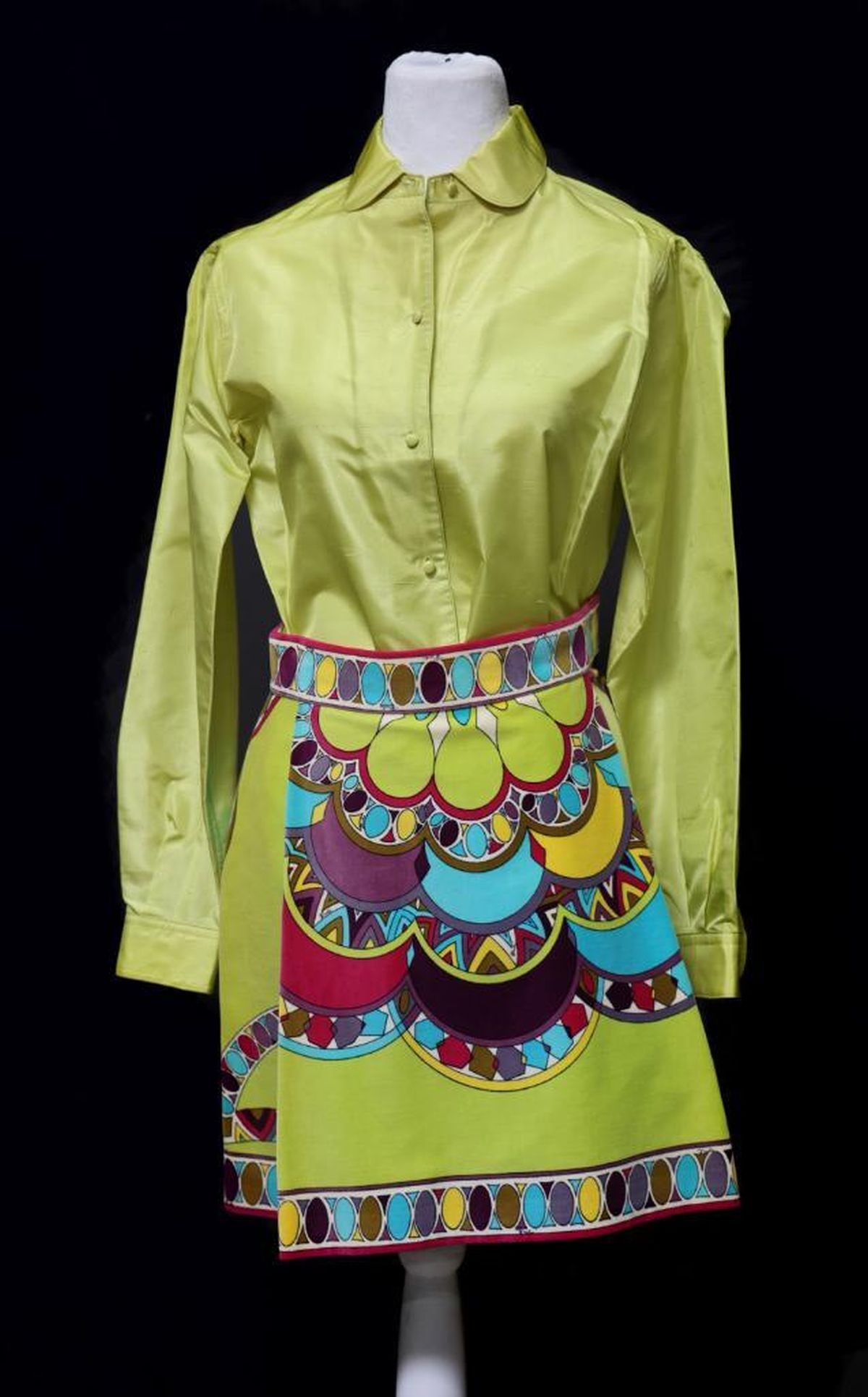 Vintage Emilio Pucci Silk Shirt and Velour Mini Skirt (Sz S/M) (1 of 4)