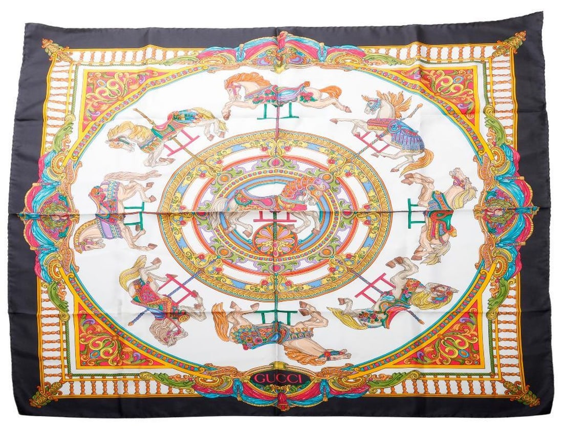 Vintage Gucci Silk Carousel Horse Scarf (1 of 1)