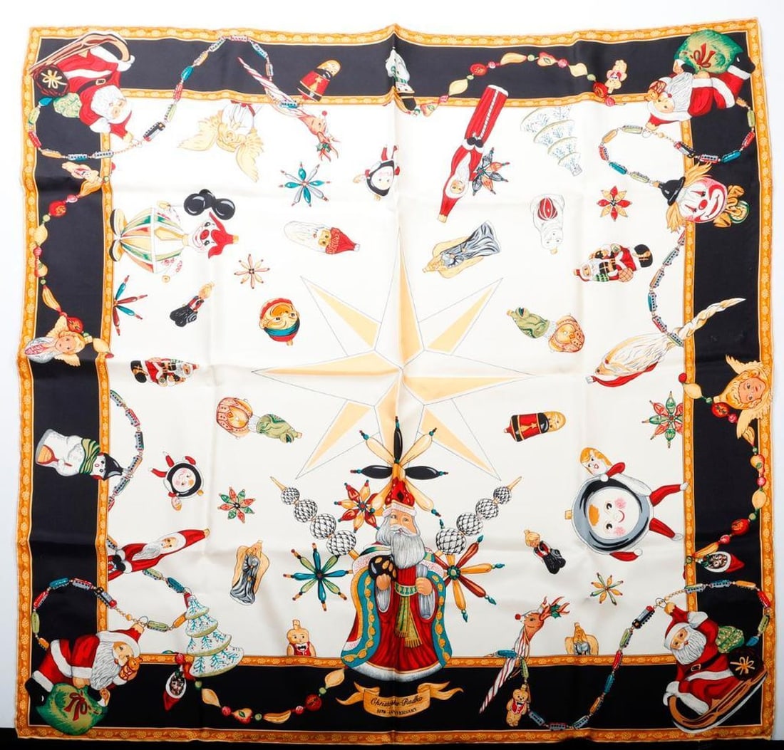 Vintage Christopher Radko Silk Christmas Scarf, with another (1 of 3)