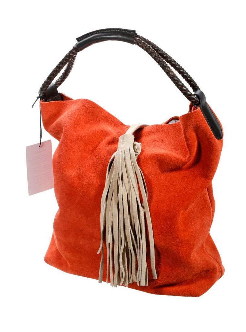 Italian Burnt Orange Suede Bucket Bag (1 of 3)