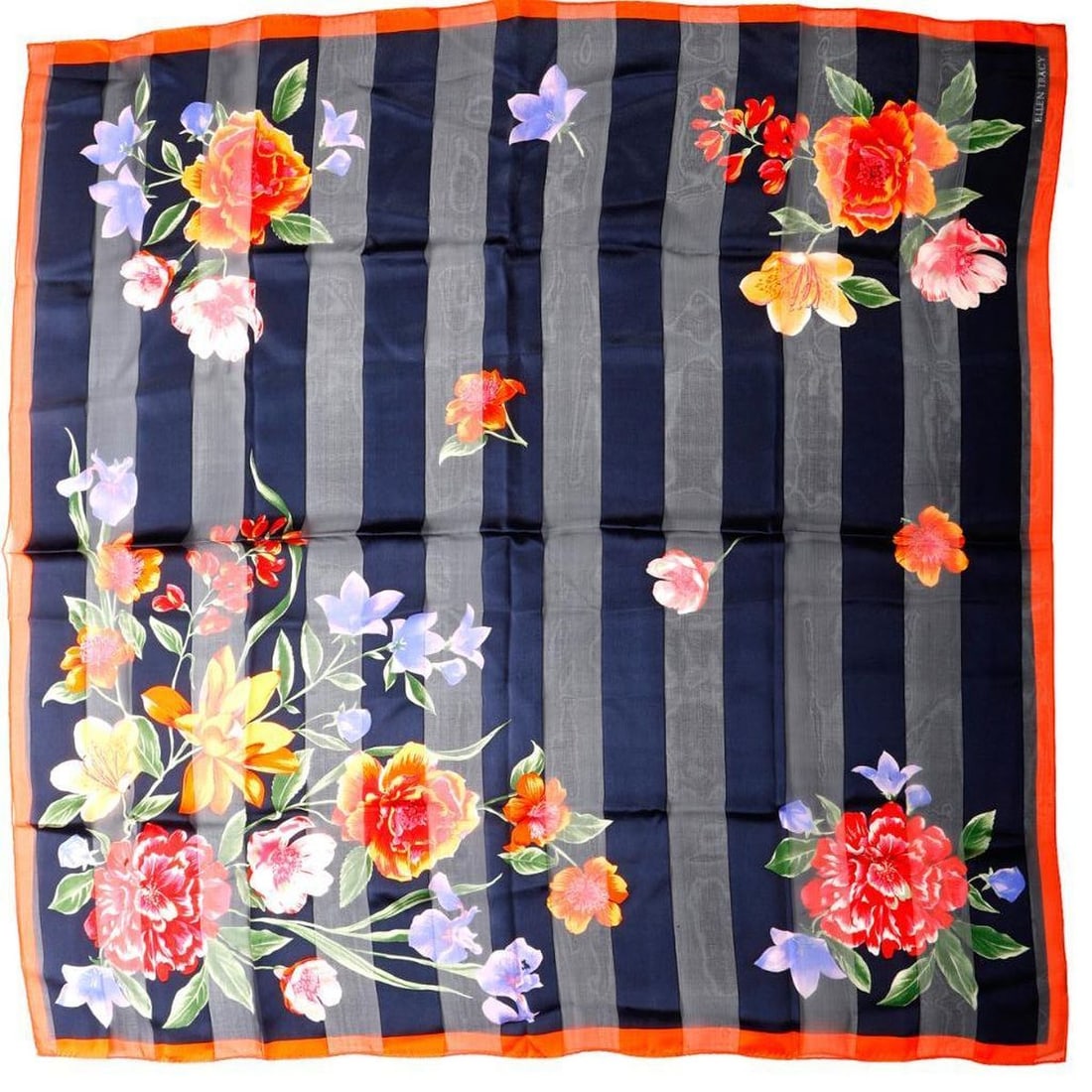 Two Vintage Ellen Tracy Silk Floral Scarves (1 of 2)