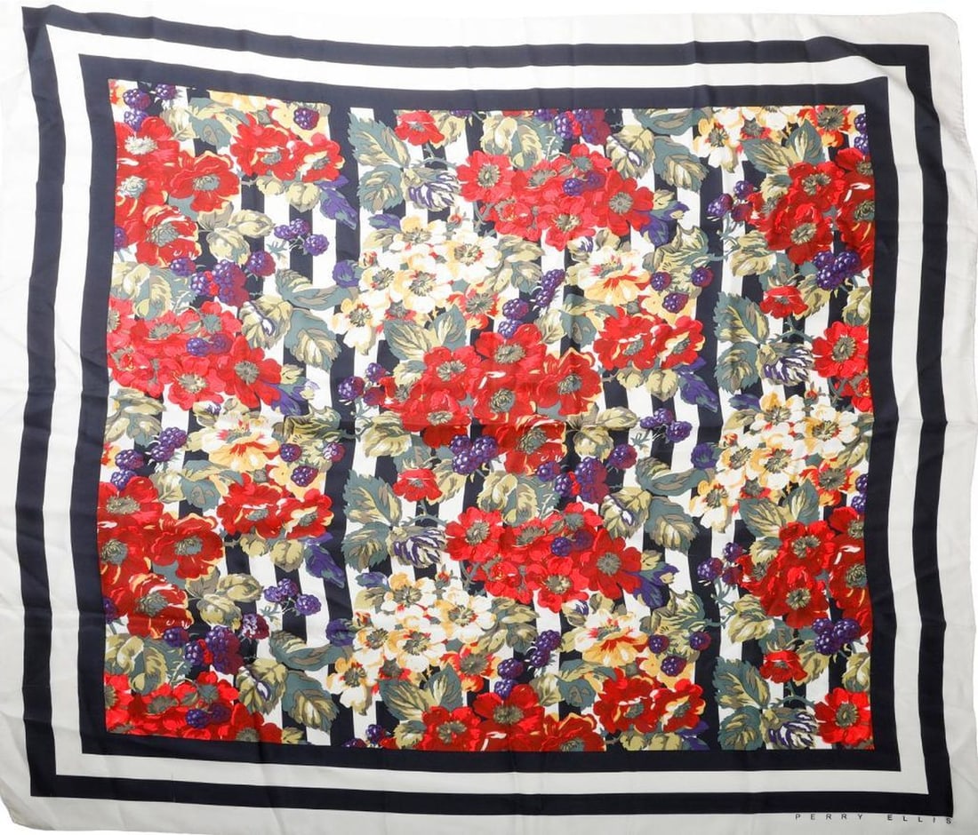 Two Vintage Silk Scarves, Perry Ellis and Jones New York (1 of 2)