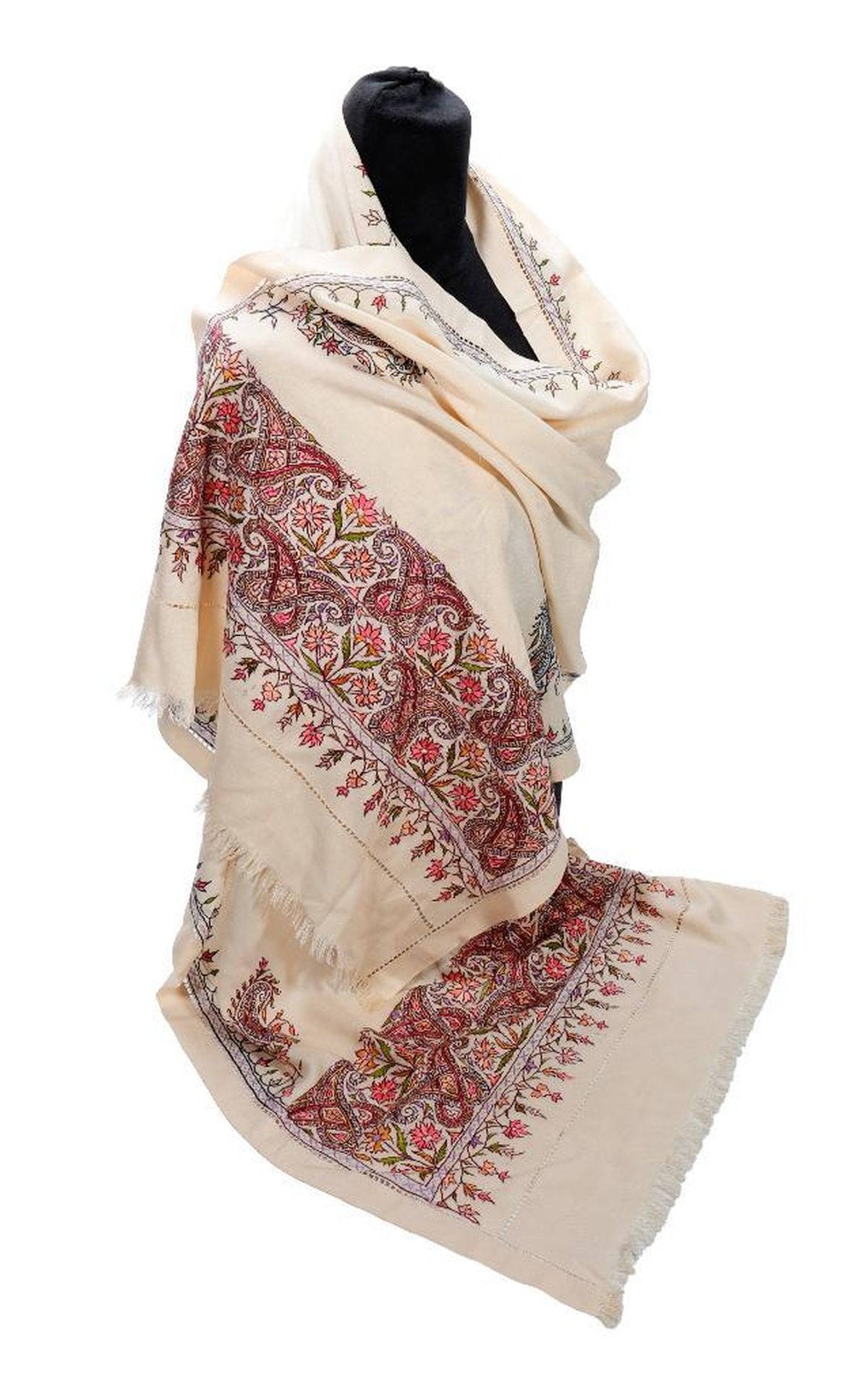 Vintage Hand-Embroidered Shawl, with Floral Scarves (3) (1 of 2)