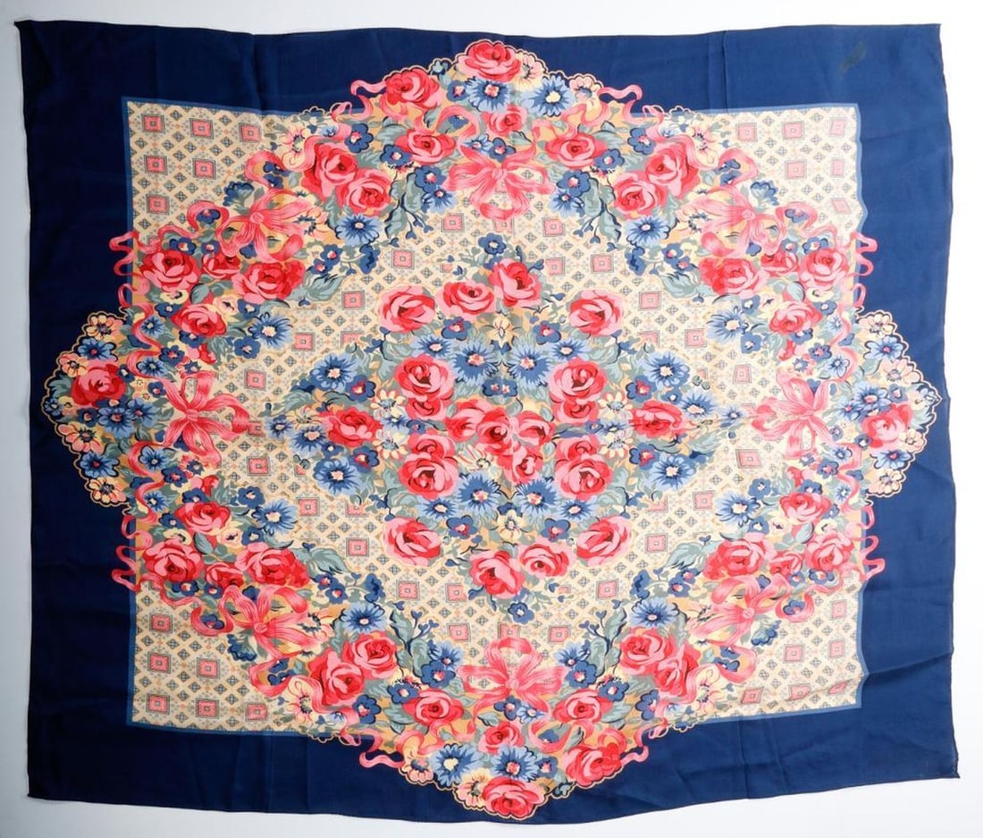 Assortment of Vintage Floral Silk Scarves and Kerchiefs (6) (1 of 4)
