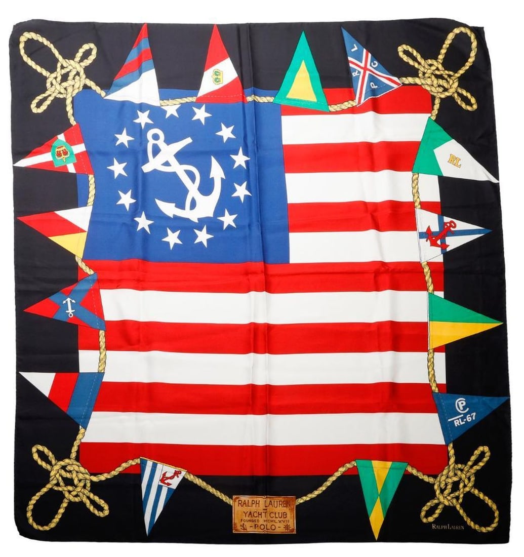 A Vintage Ralph Lauren Nautical Silk Scarf, with a Kerchief (1 of 2)