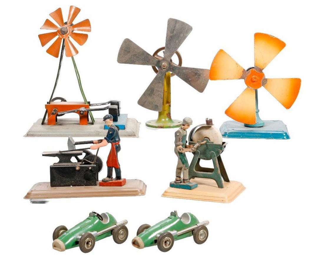 Lot of German Mechanical Toys including Industrial Fans and Workers (1 of 2)