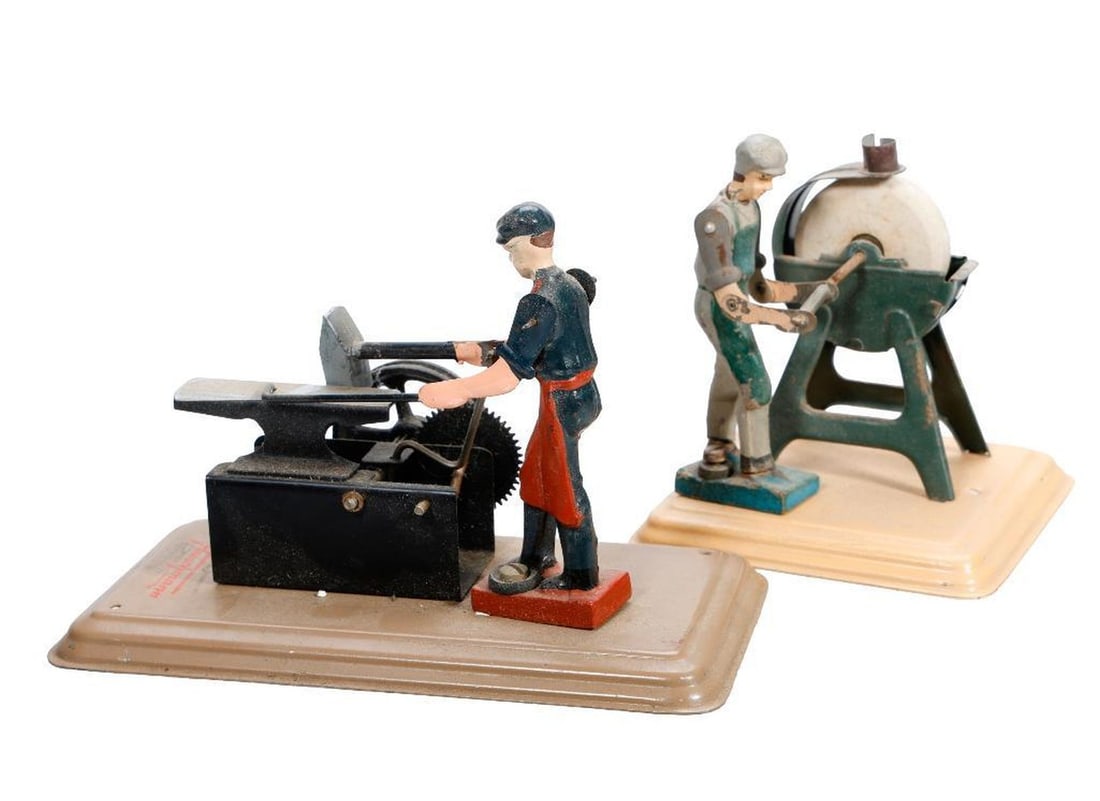 Lot of German Mechanical Toys including Industrial Fans and Workers - 2