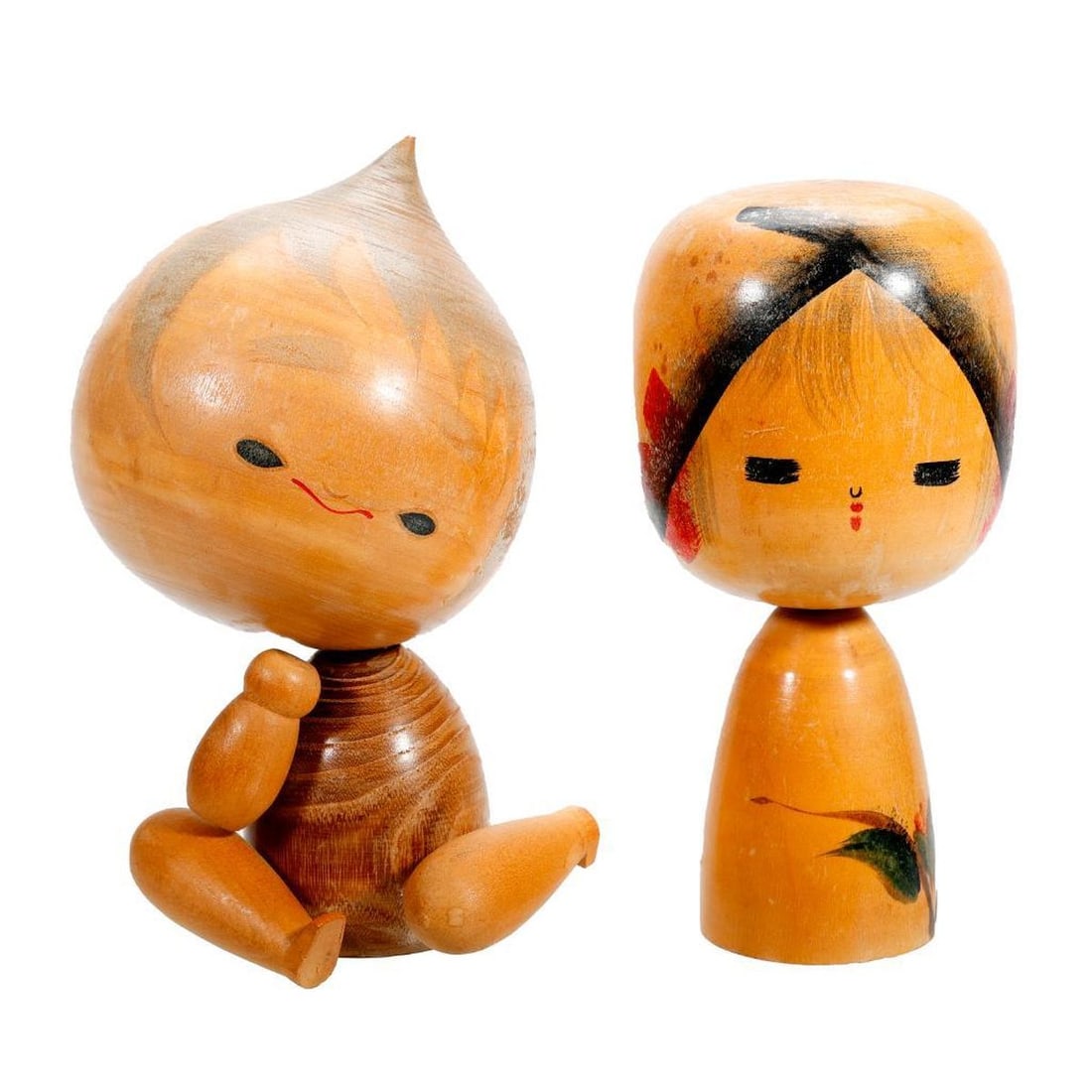 Ten Japanese Kokeshi Blond Wood Dolls - 4