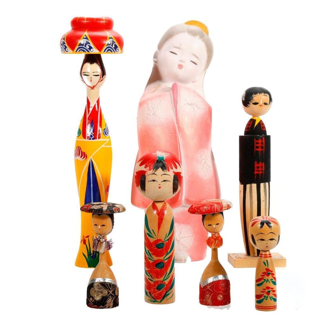 Nineteen Japanese Kokeshi Folk Art Dolls - 4