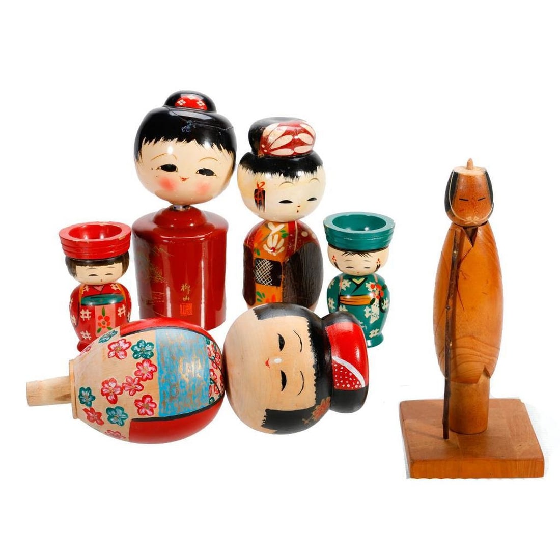 Nineteen Japanese Kokeshi Folk Art Dolls - 6