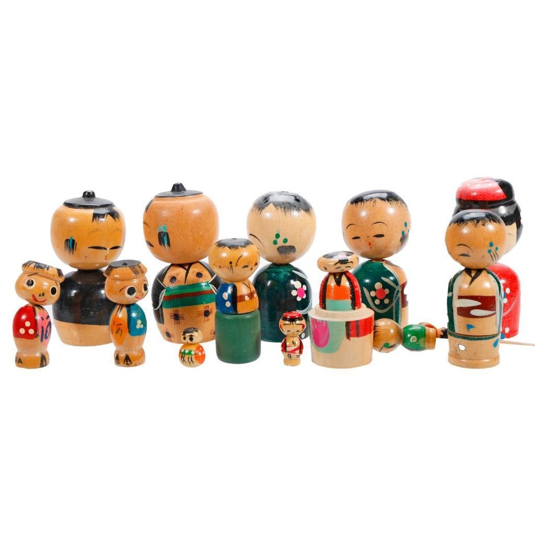 Collection of Miniature Japanese Kokeshi Wood Dolls - 3