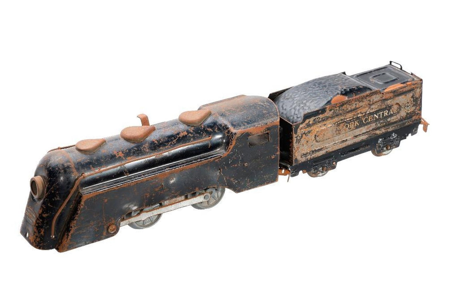 Marx O Gauge Locomotive, Four Marx Litho Toy Train Cars and Powell & Mason Cable Car - 2