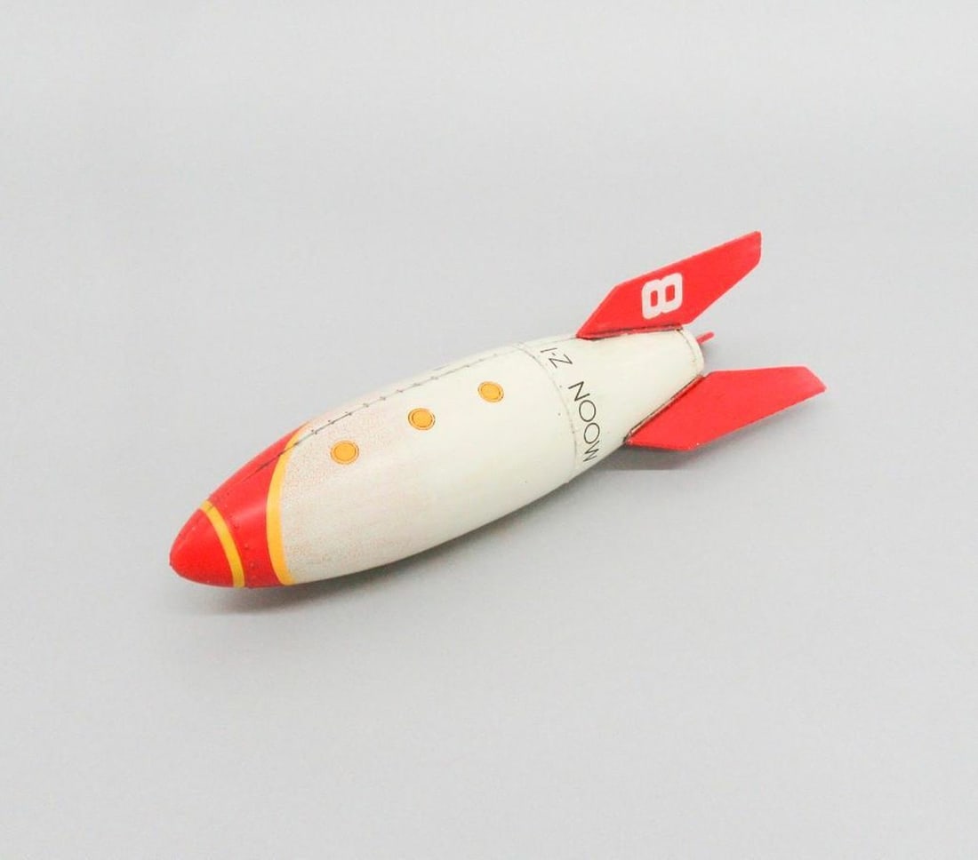 Jeff Brewer, Avions Caudron rocket: Lime green toy rocket with needle tip, black seam lines, and "Avions Caudron" printed on fins. Dimensions: 9 1/2 x 3 1/2 x 3 1/2 inches (24.1 x 8.9 x 8.9 cm). Jeff Brewer created a Cool