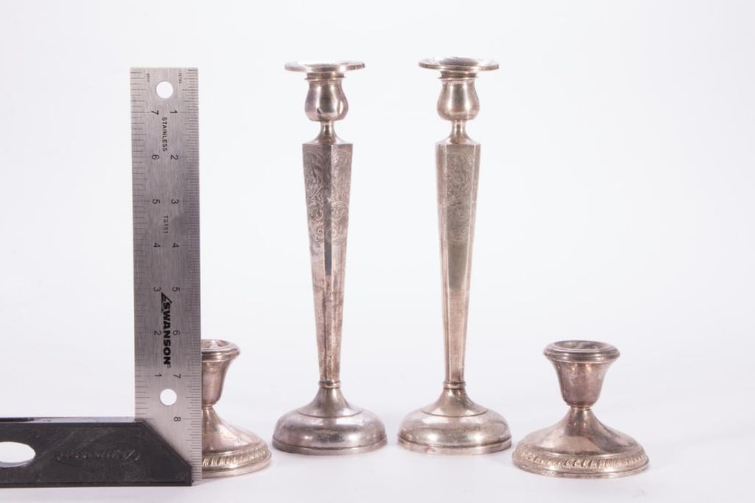 Four Sterling Weighted Candlesticks. - 2