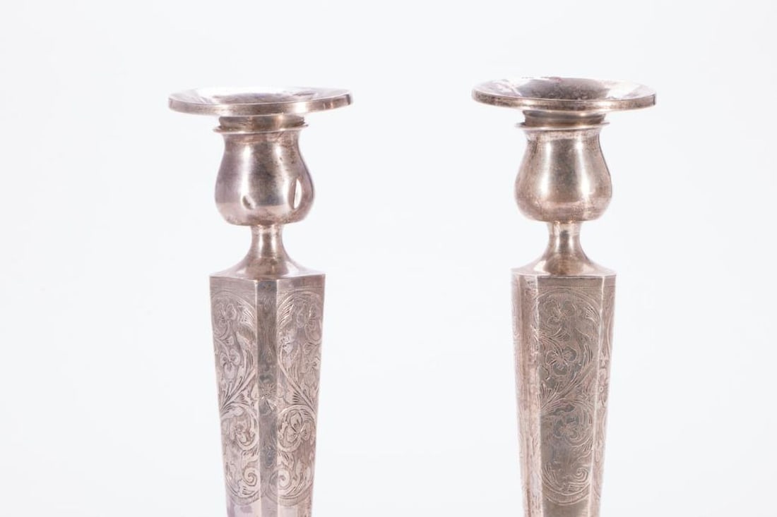 Four Sterling Weighted Candlesticks. - 3
