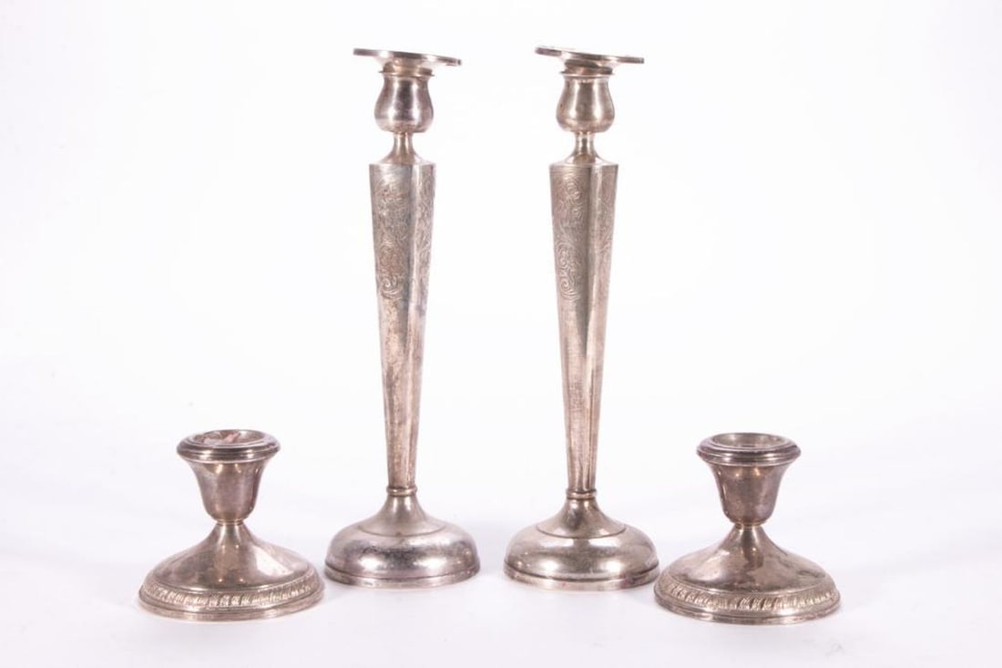 Four Sterling Weighted Candlesticks. - 5