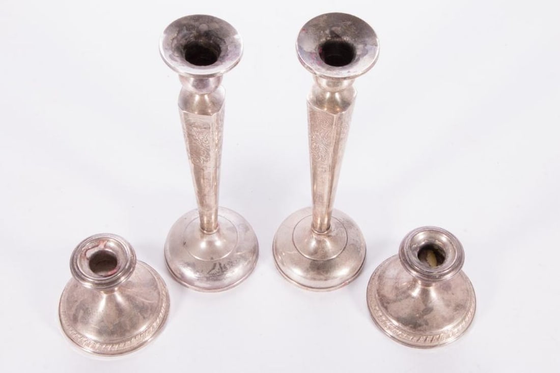 Four Sterling Weighted Candlesticks. - 6
