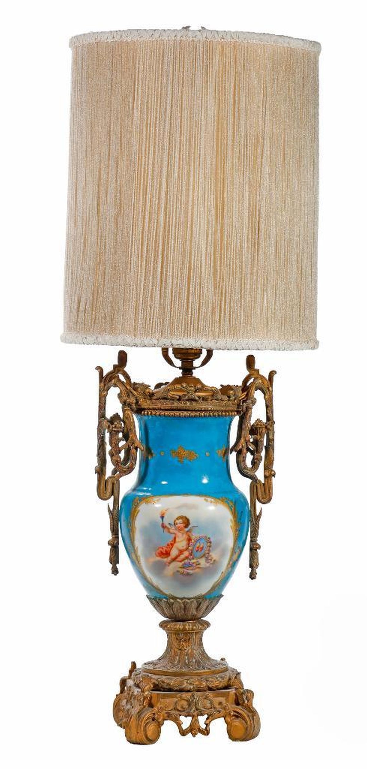 Louis XV Style Gilt Bronze Sevres Style Celeste Bleu Vasiform Lamp (1 of 2)