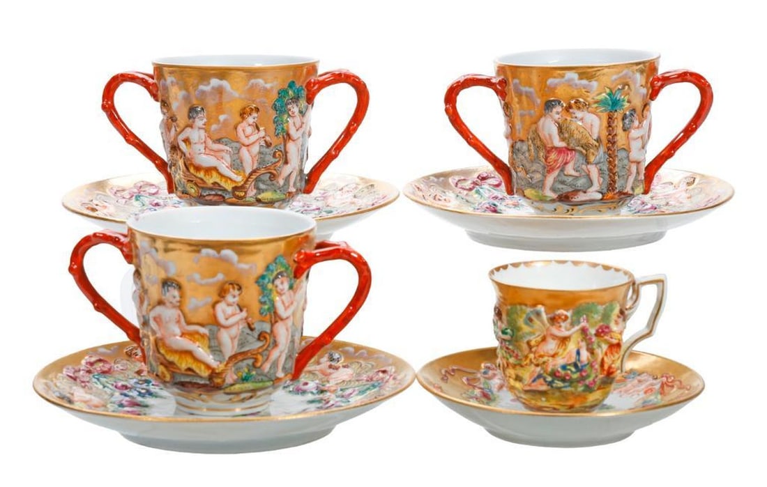 Lot of Capo di Monte Cups and Saucers (1 of 5)