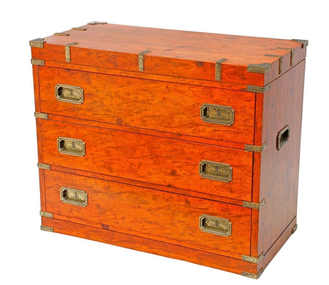 Regency Style Burlwood Campaign Chest (1 of 5)