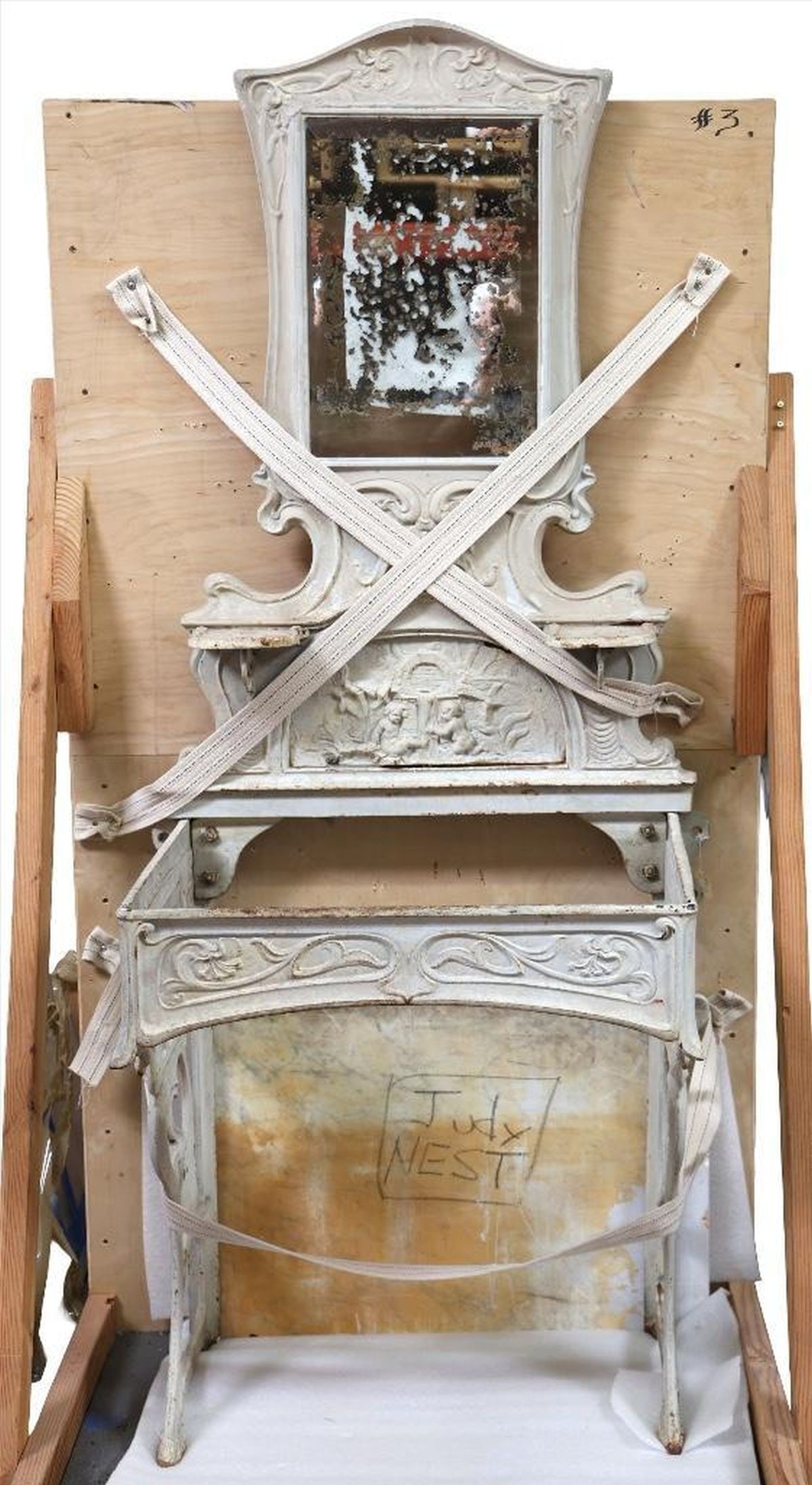 Victorian Marble Top Cast Iron Vanity with Mirror (1 of 1)