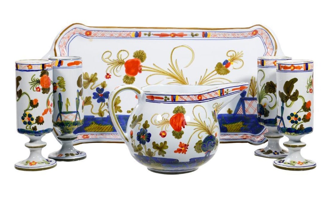 Lot of Sigma Blue Carnation Luncheon Set and Pitchers (1 of 5)
