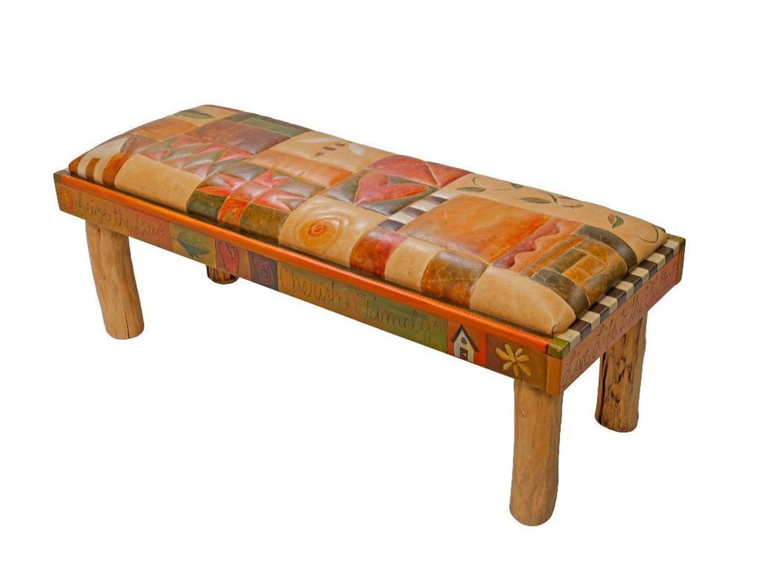 Artisan Sticks Gallery Hand Painted Upholstered Bench (1 of 3)