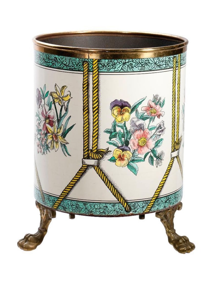Vintage Piero Fornasetti Footed Waste Basket (1 of 2)