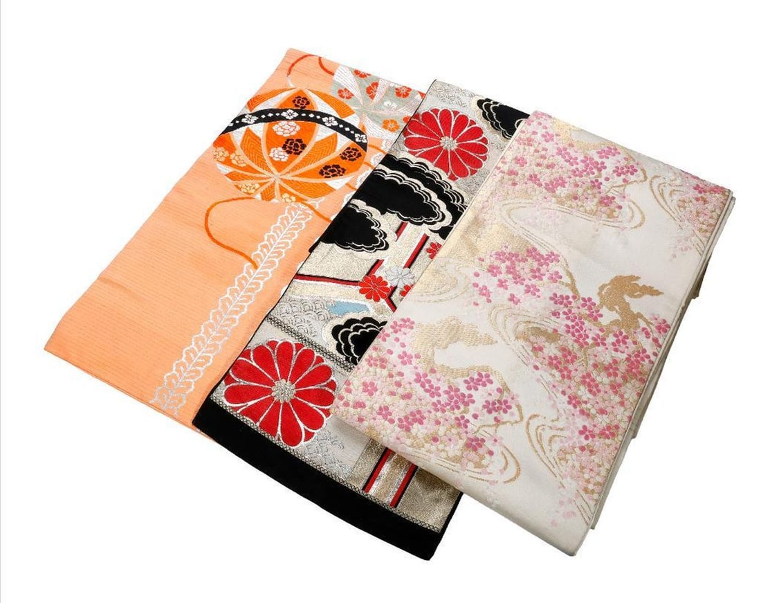 A Lot of Five Japanese Silk Obi and Runners (1 of 2)