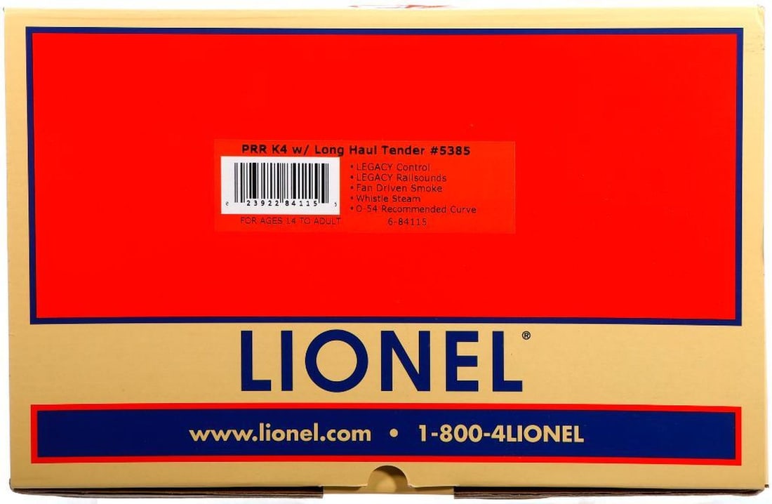 Lionel O Gauge Modern Era PRR K4 w/Long Haul Tender: Lionel O Gauge Modern Era 6-84115 Pennsylvania Railroad K4 with Long Haul Tender #5385 in original packaging with corrugated shipping carton