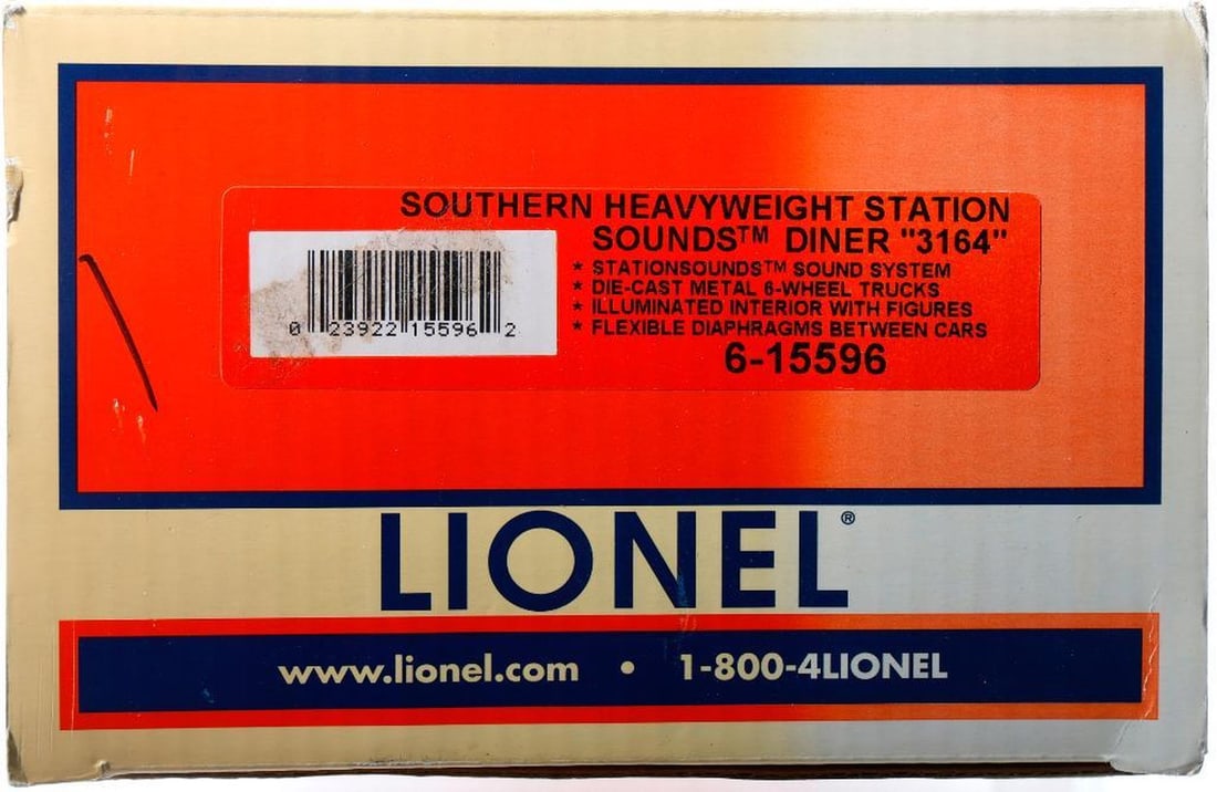 Lionel O Ga Mod Era Southern HW RailSounds Diner: Lionel O Gauge Modern Era 6-15596 Southern Heavyweight StationSounds Diner "3164" in original packaging