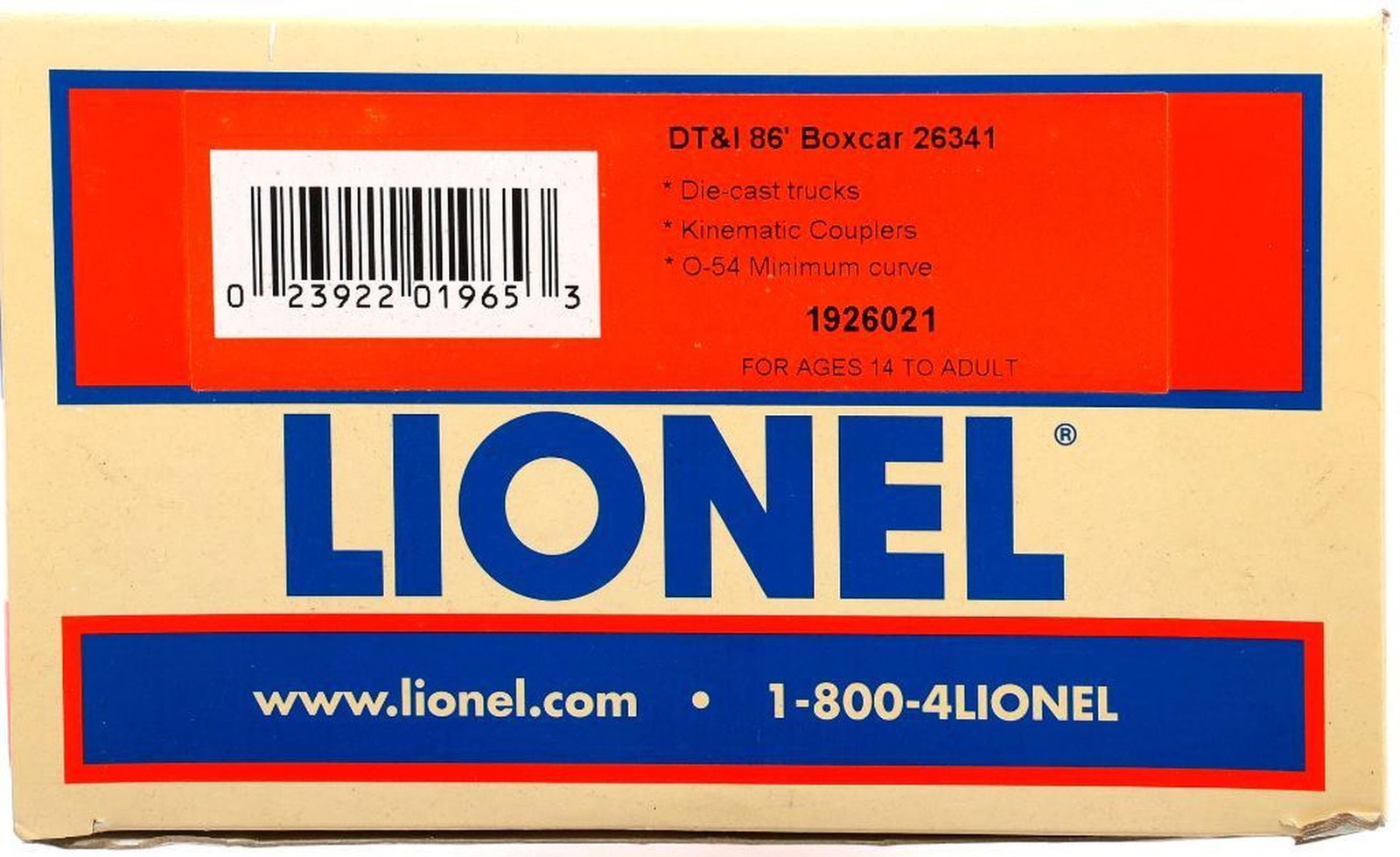 Lionel O Gauge Modern Era DT&I 86' Boxcar: Lionel O Gauge Modern Era 1926021 DT&I 86' Boxcar #26341 in original packaging