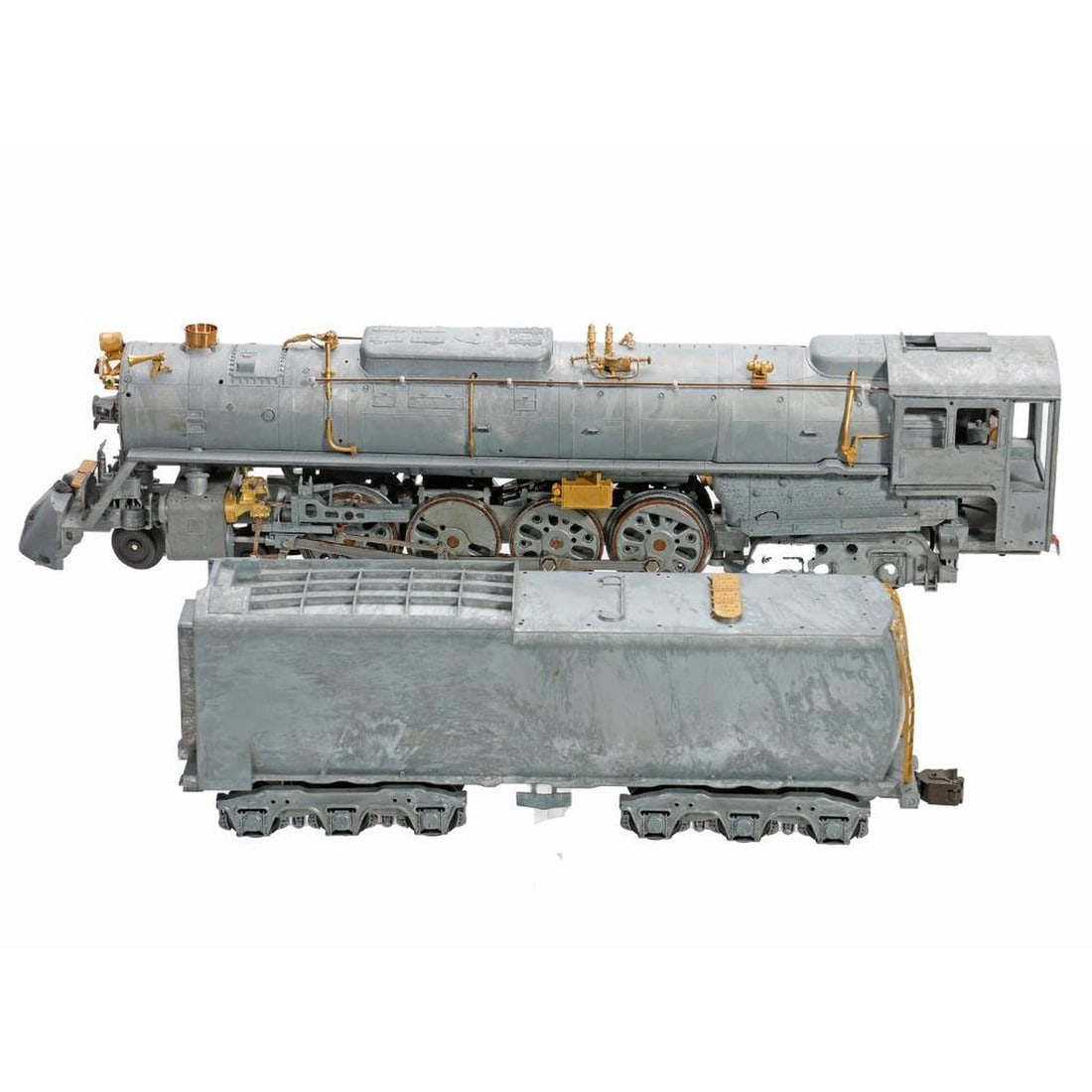 O Gauge 3-Rail Milwaukee S-3 Pilot Sample 4-8-4 Steam Loco & Tender: O Gauge 3-Rail Milwaukee Road S-3 Pilot Sample 4-8-4 Steam Locomotive and Tender. No Paint, some detail parts missing. No documentation