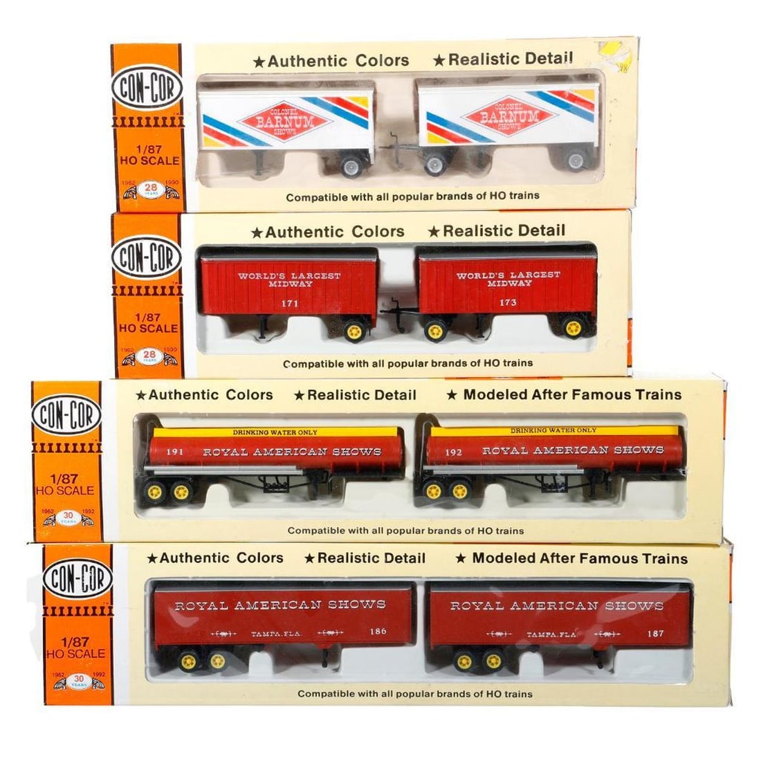 Ten pieces HO Scale Circus Rolling Stock Loads - 2