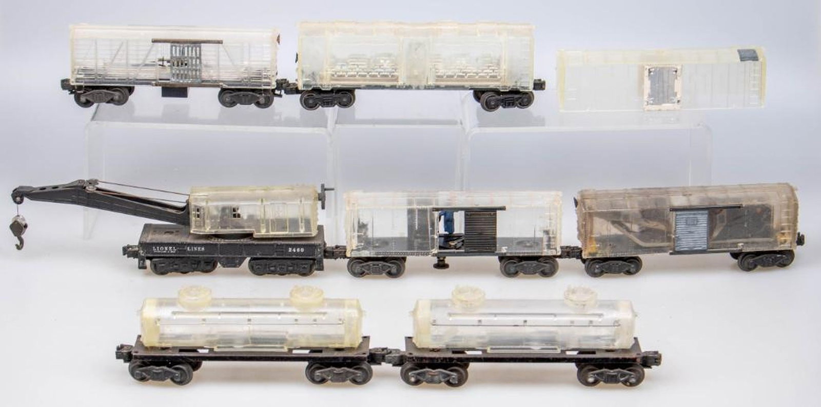 (8) Lionel O Gauge Postwar Clear Body Freight Cars - 2