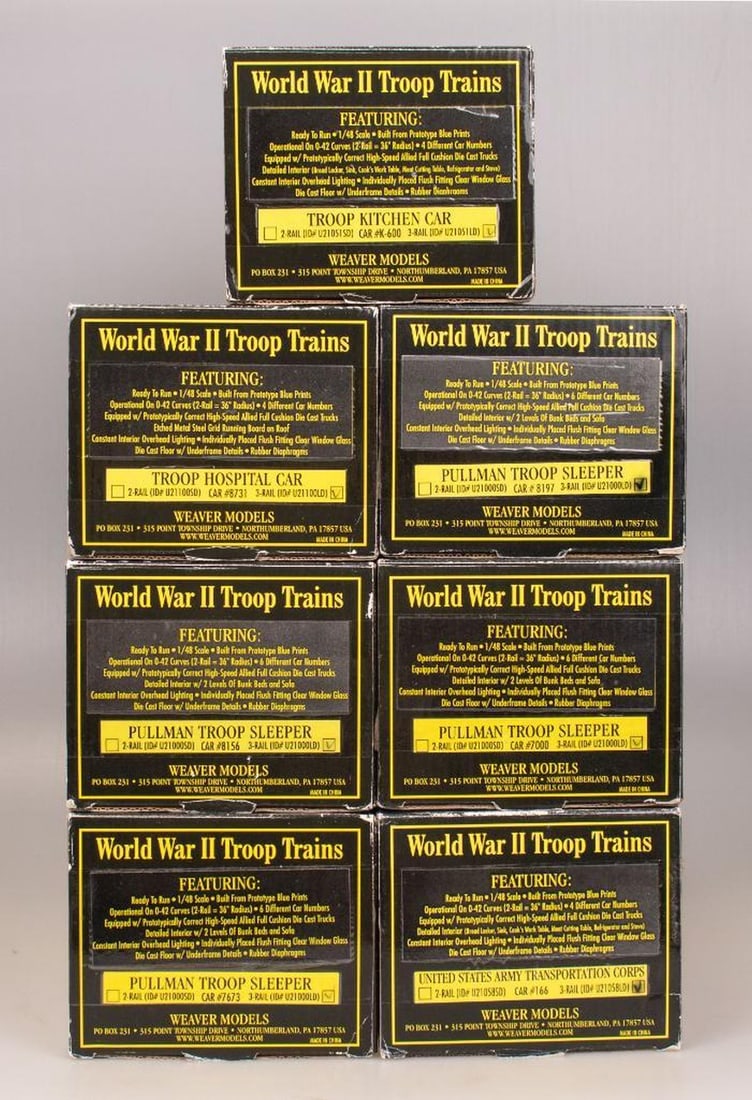(7) Weaver O Gauge World War II Troop Train Heavyweight Passenger Cars - 2