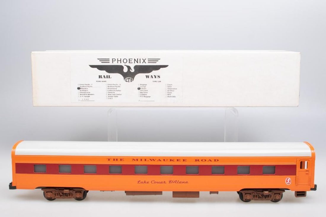 Phoenix Rail Ways, Ltd. O Gauge Milwaukee Road Hiawatha Lake Couer D'Alene Pullman: Phoenix Rail Ways, Ltd. O Gauge Milwaukee Road Hiawatha Lake Couer D'Alene Pullman in original box