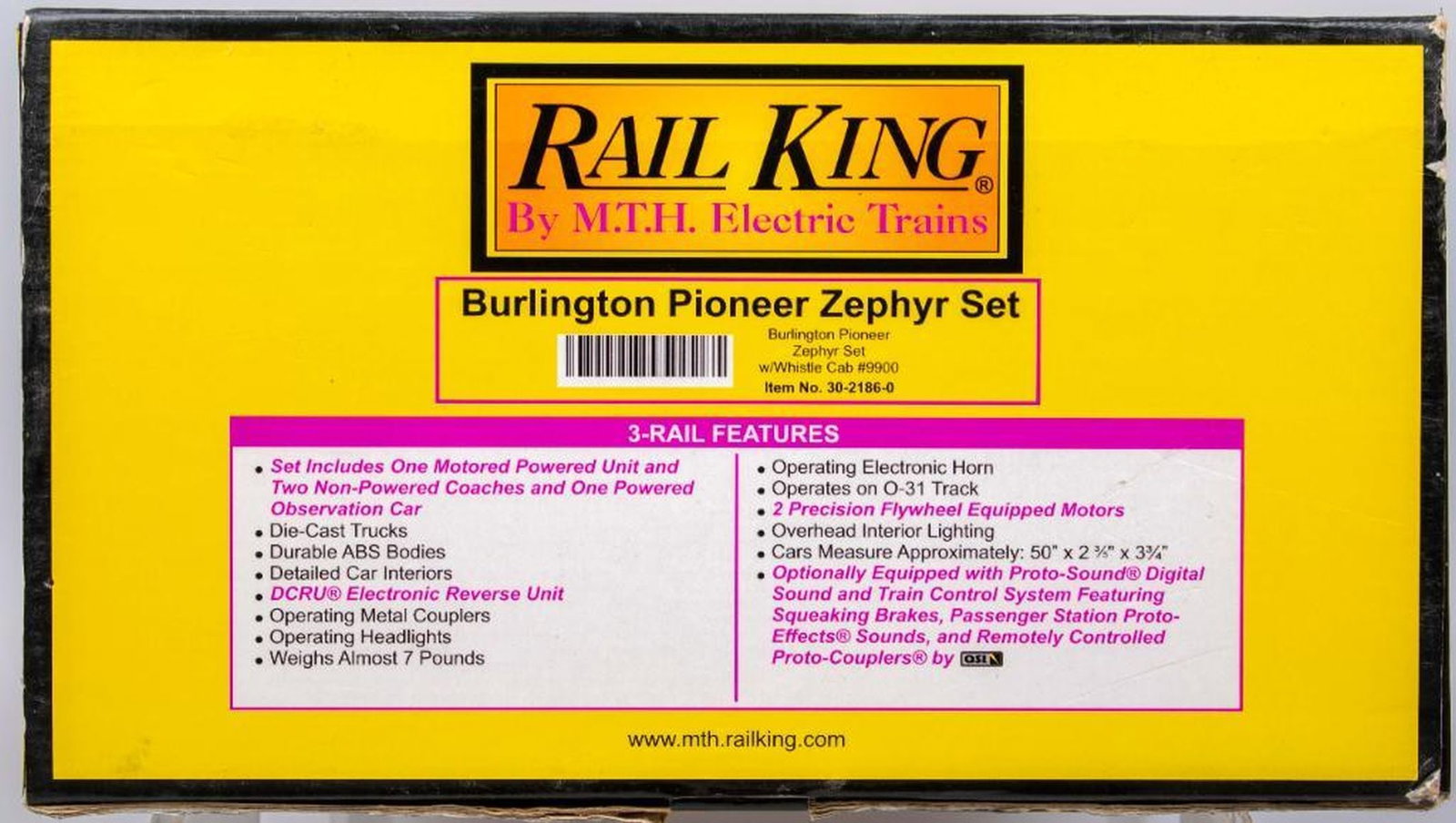 MTH Rail King O Gauge - 3 Rail - Burlington Pioneer Zephyr Set - 2