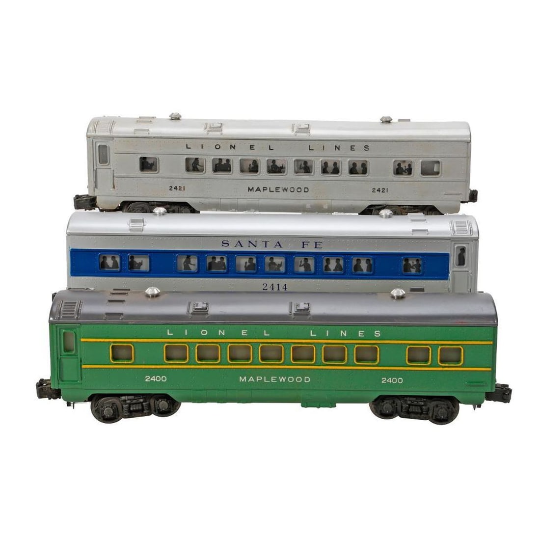 (4) Lionel O Gauge Postwar Plastic Streamline Passenger Cars - 2