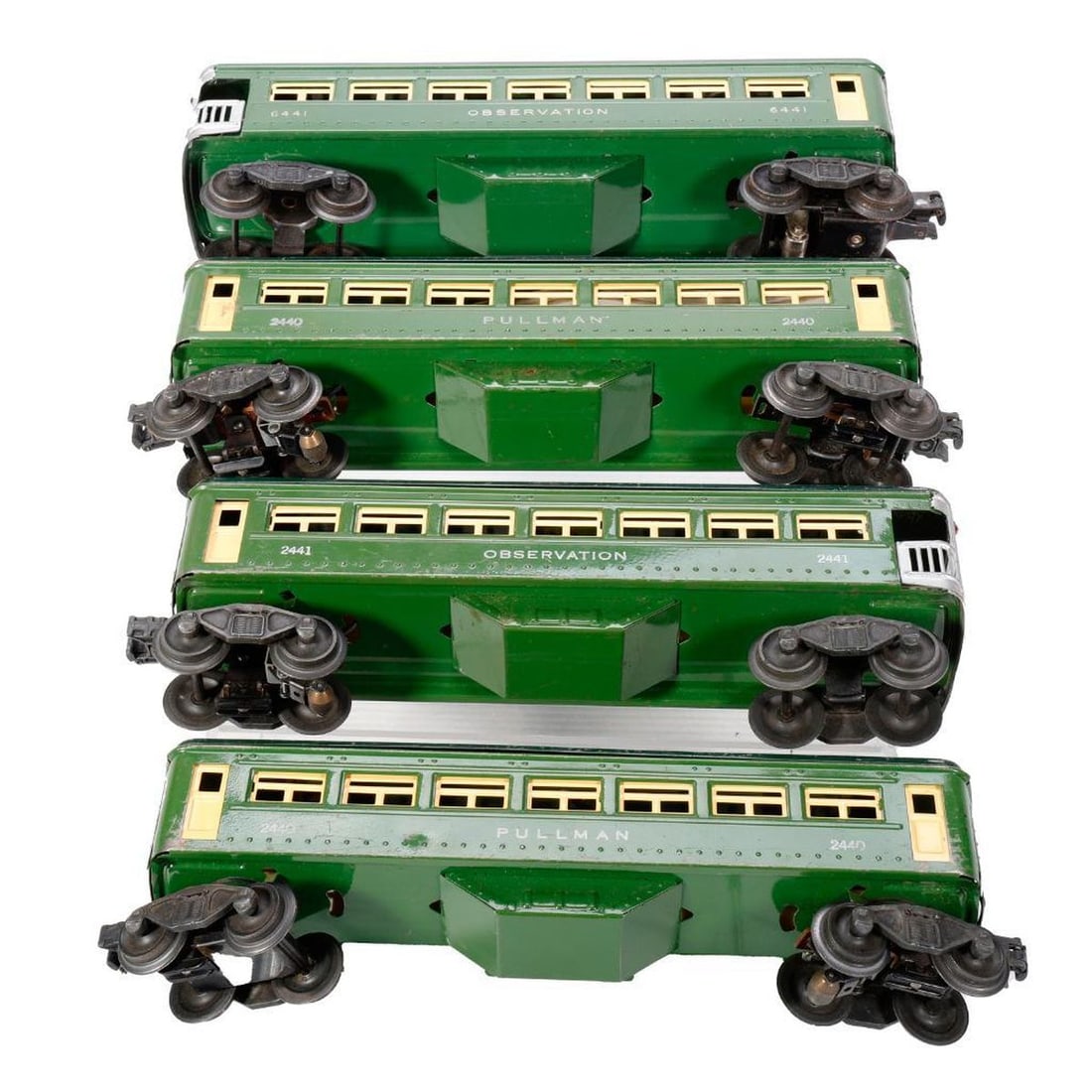 (4) Lionel O Gauge Postwar Green Metal Passenger Cars - 4